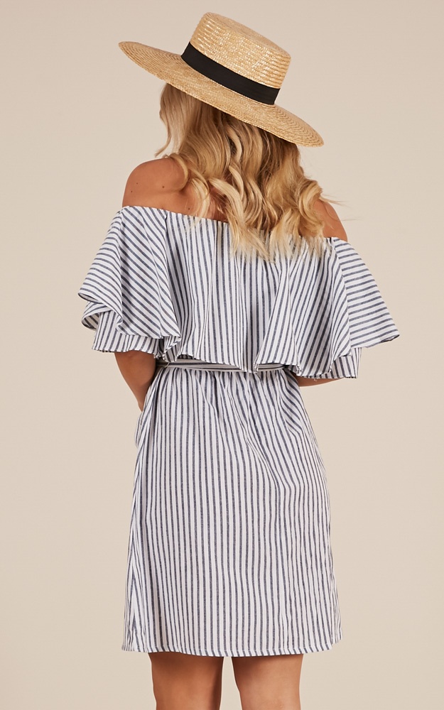 Roman Holiday Dress In Navy Stripe | Showpo