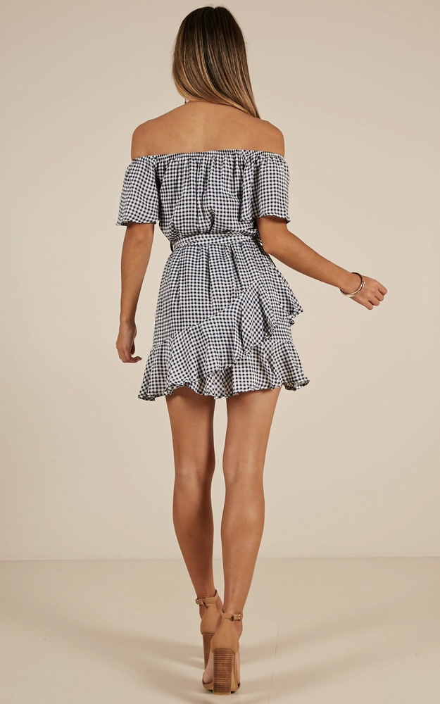 Polaroid Dress In Black Gingham Showpo