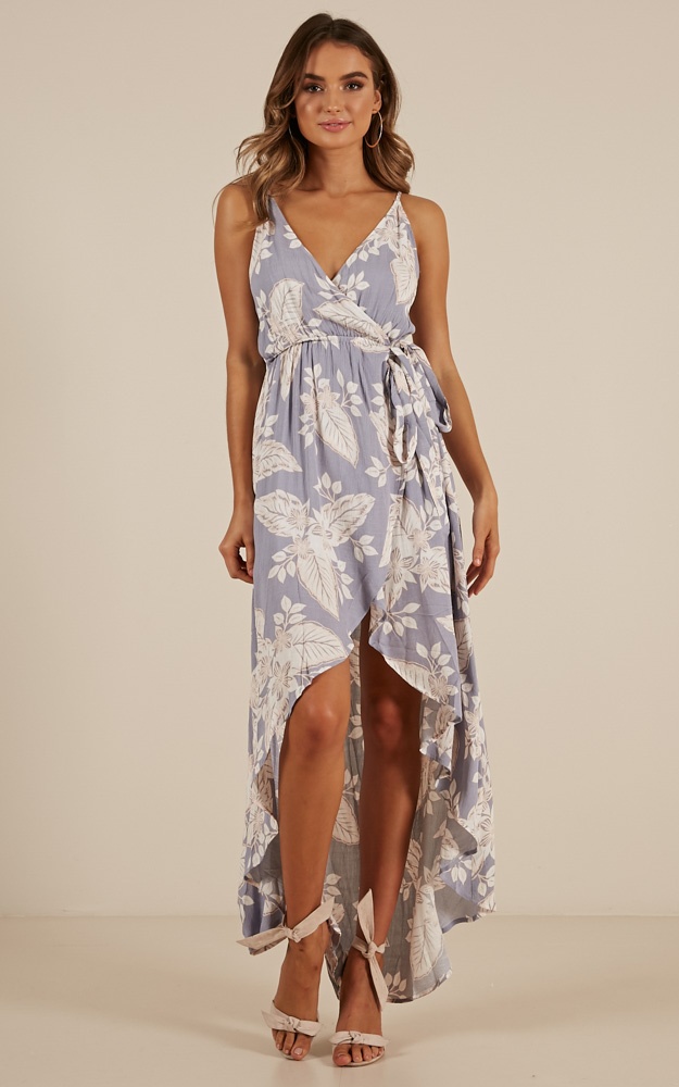 Stars In The Sky Maxi Dress in blue floral | Showpo