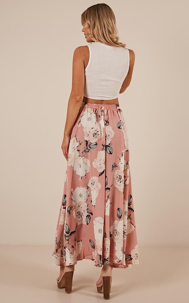Flying On Neverland Maxi Skirt In Dusty Pink Floral | Showpo