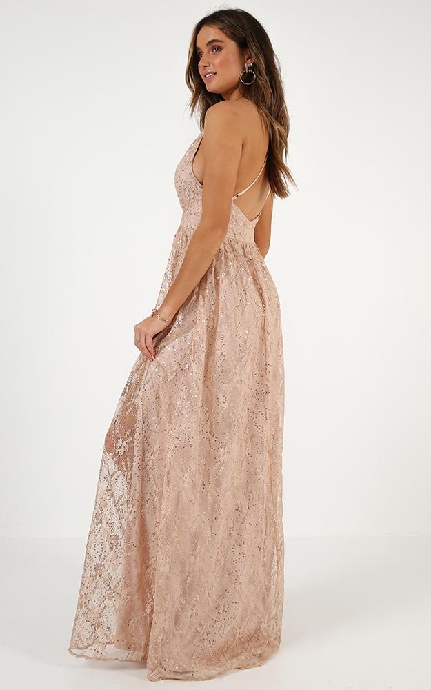 Crystal Maiden Maxi Dress In Rose Gold Sequin Showpo 