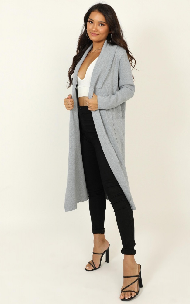 Around The World Coat In Grey Marle Showpo