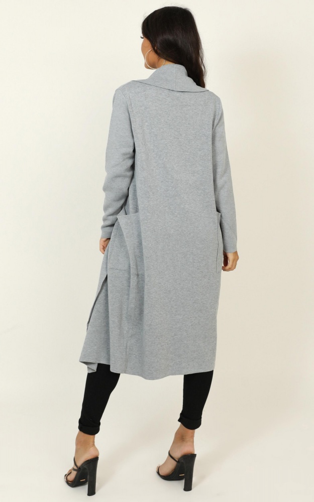 Around The World Coat In Grey Marle Showpo
