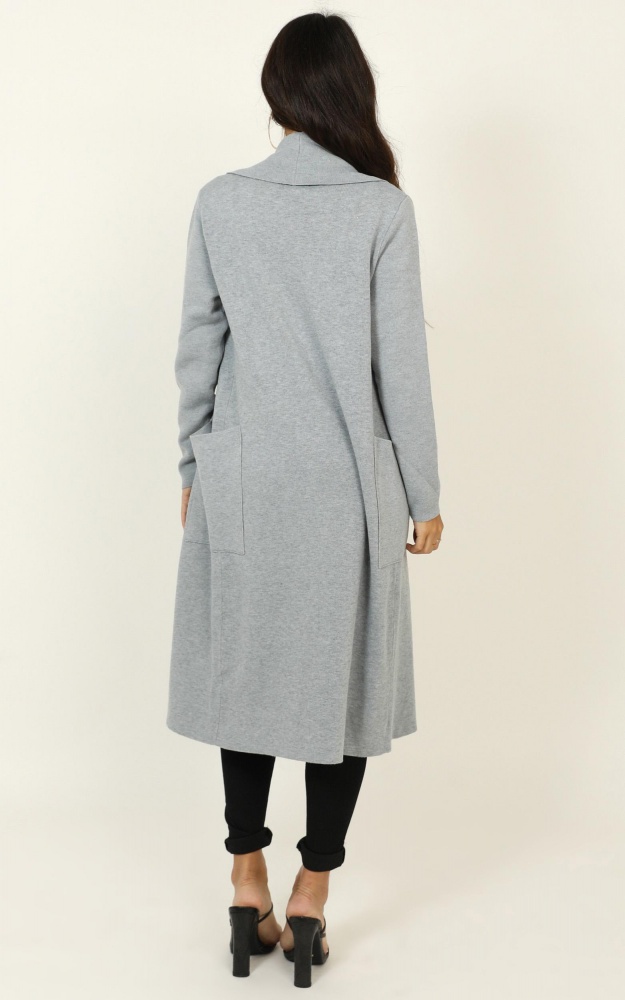 Around The World Coat In Grey Marle Showpo