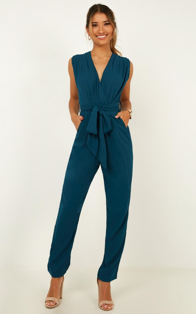 Workaholic Jumpsuit In Teal | Showpo