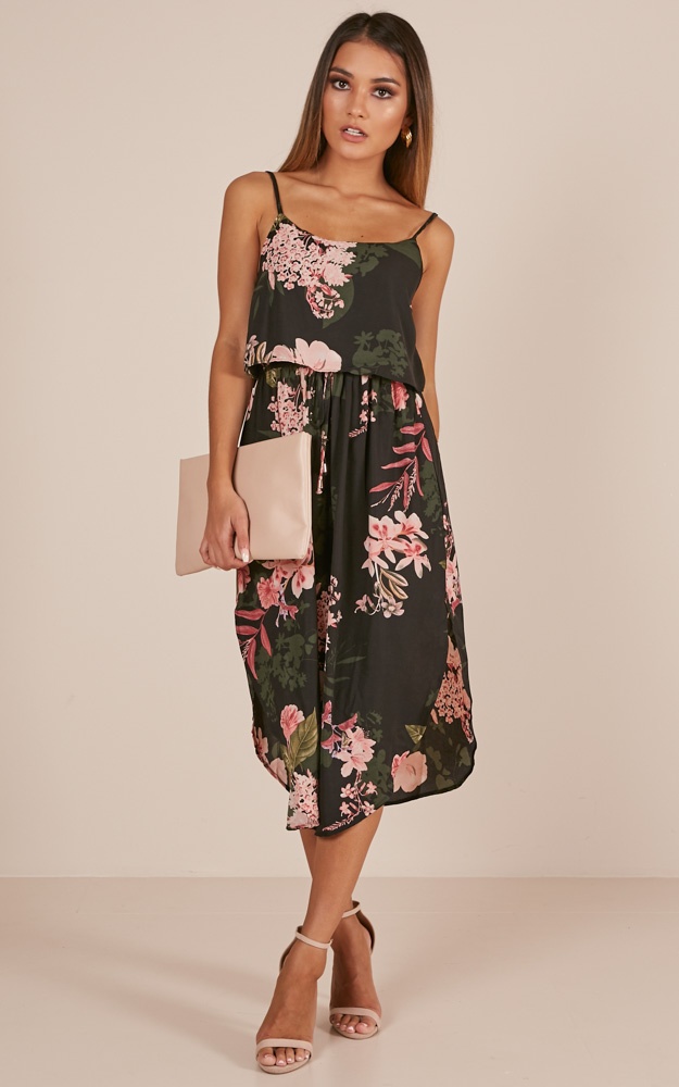 Lunch Time Dress In Black Floral | Showpo