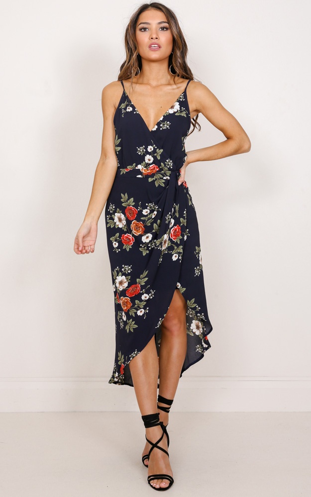 Step Up Dress In Navy Floral | Showpo