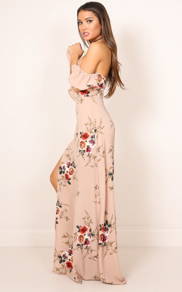 A Floral Affair Maxi Dress In Mocha Floral | Showpo