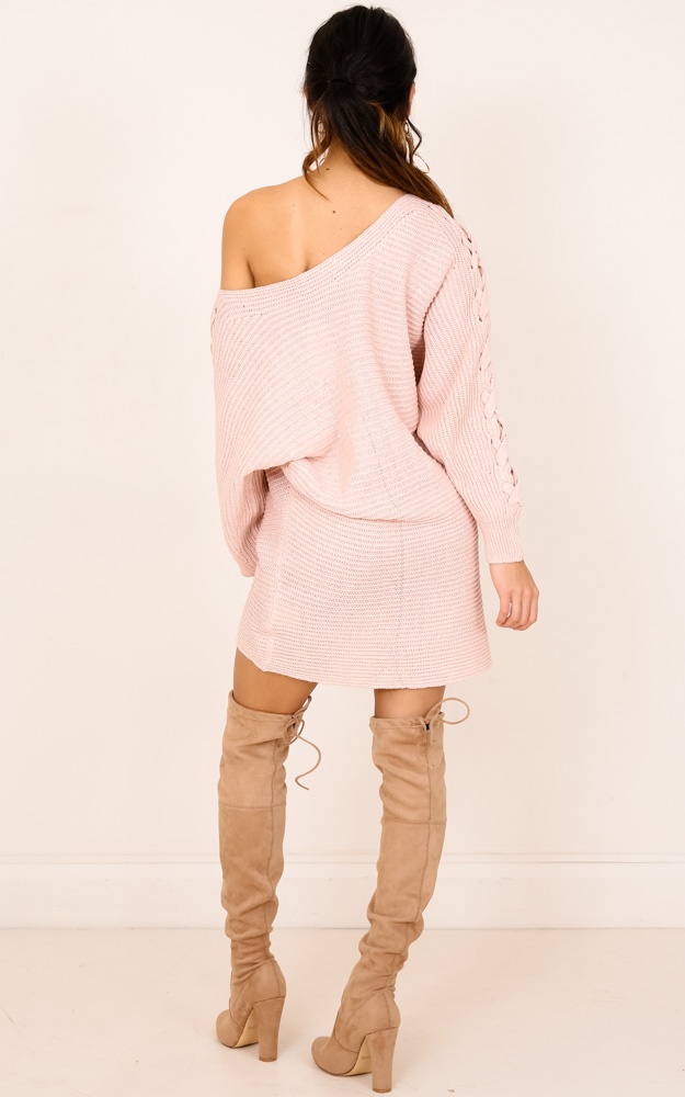 Grey Area Knit Dress Blush Showpo