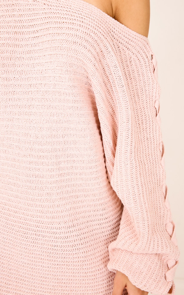 Grey Area Knit Dress Blush Showpo