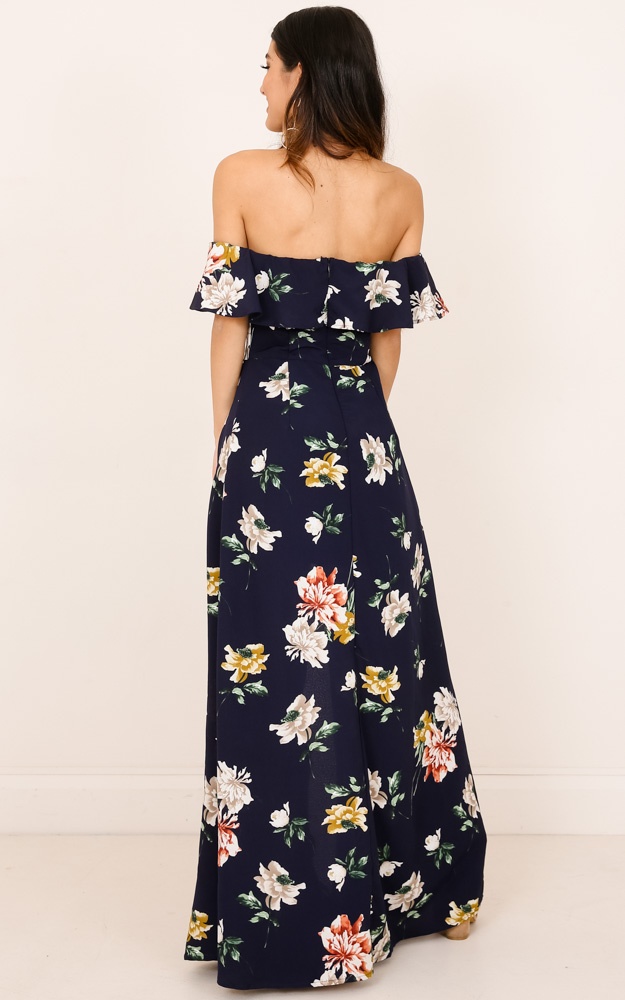 Simple Love Maxi Playsuit In Navy Floral | Showpo