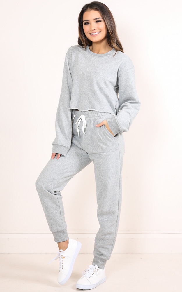 Sleep Repeat Track Pants In Grey Marle Showpo