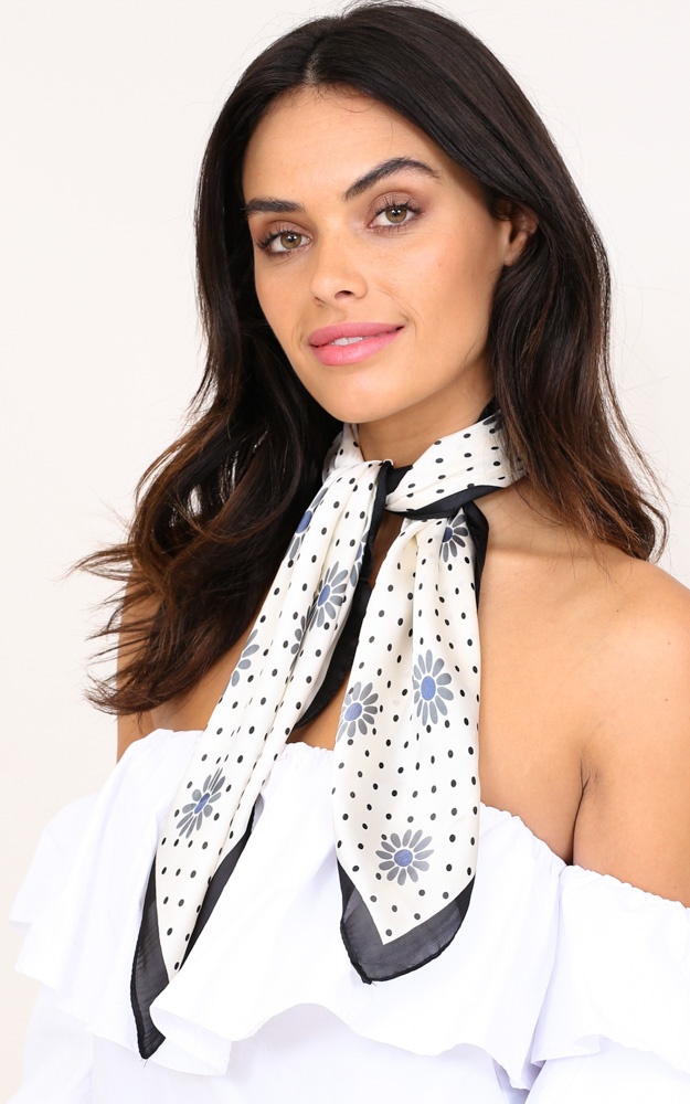 Adelaide neck scarf in black print | Showpo