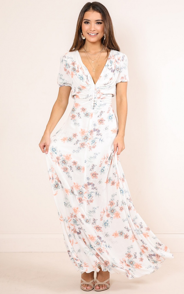 Trust Me Maxi Dress In White Floral | Showpo