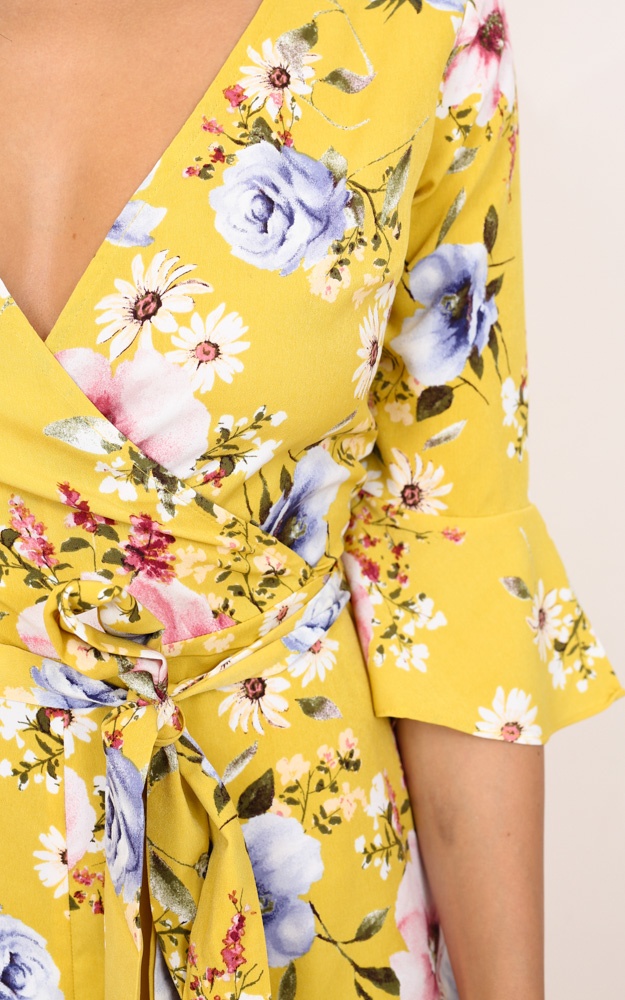 What Else Is New Playsuit In Mustard Floral | Showpo