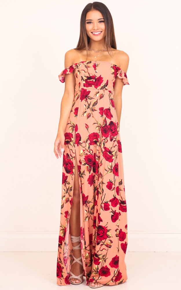 Rose Tinted Maxi Dress In Peach Floral | Showpo