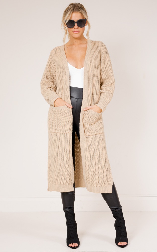 Out Of Line Cardigan In Oatmeal | Showpo