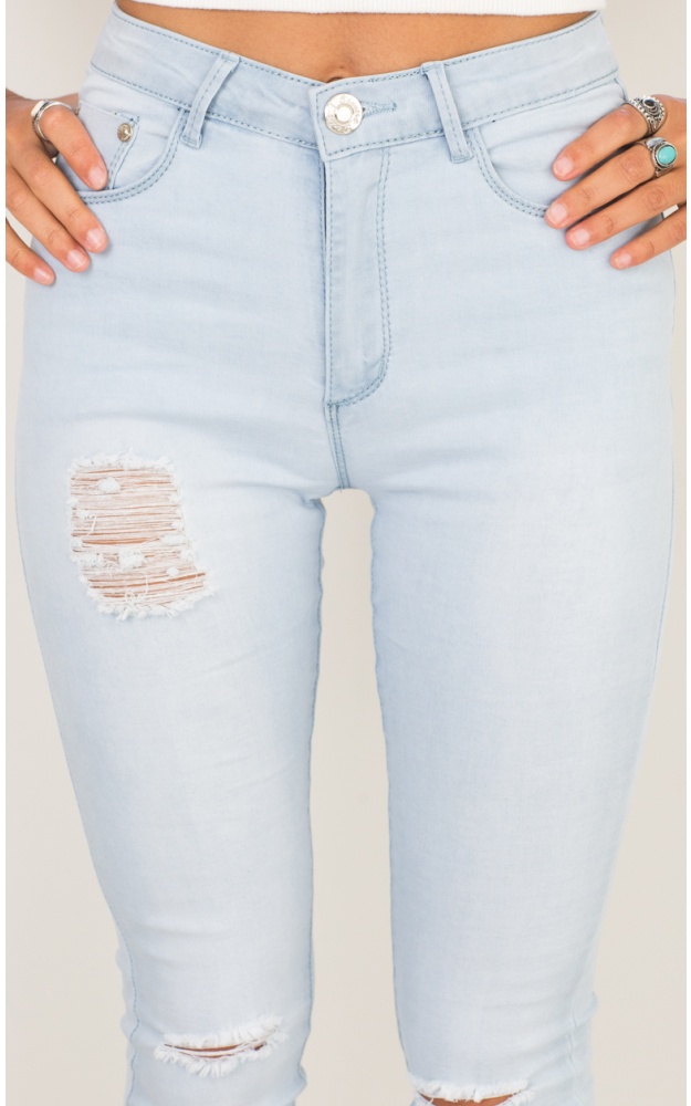Ashley Skinny Jeans In Light Wash Denim Showpo
