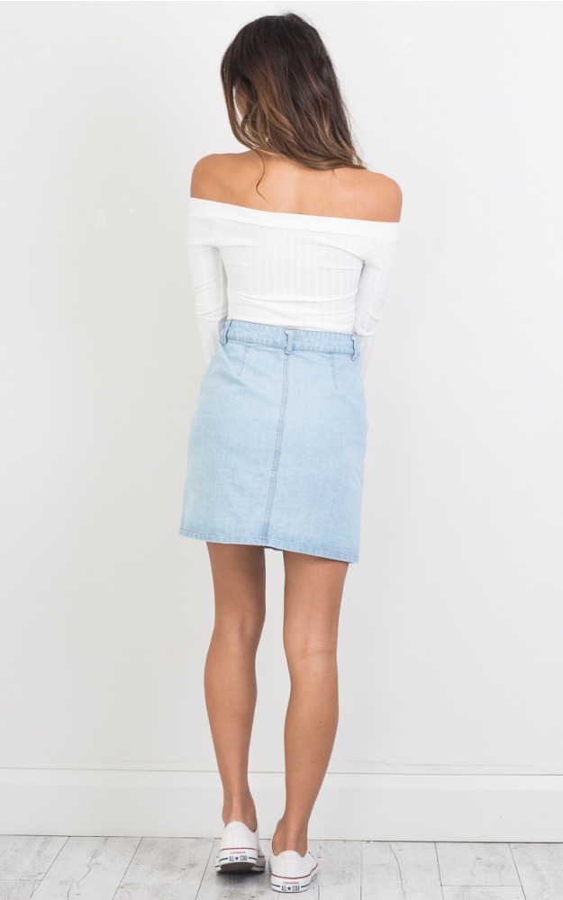 Bring It Back Skirt In Light Wash Denim | Showpo