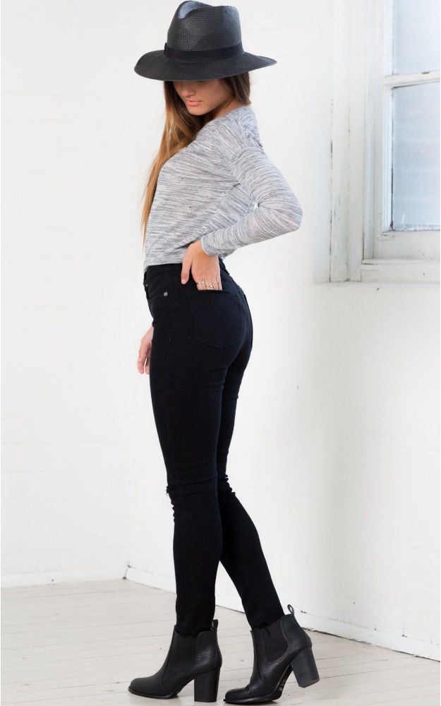 Whitney Skinny Jeans In Black Denim | Showpo