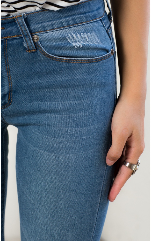 Kendall Skinny Jeans In Medium Wash Denim | Showpo
