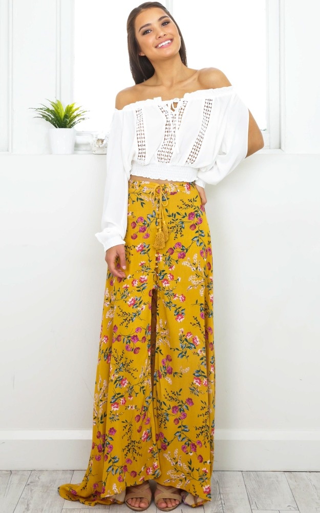 Flourish Maxi Skirt In Yellow Floral Showpo
