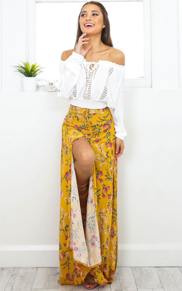 Flourish Maxi Skirt In Yellow Floral | Showpo