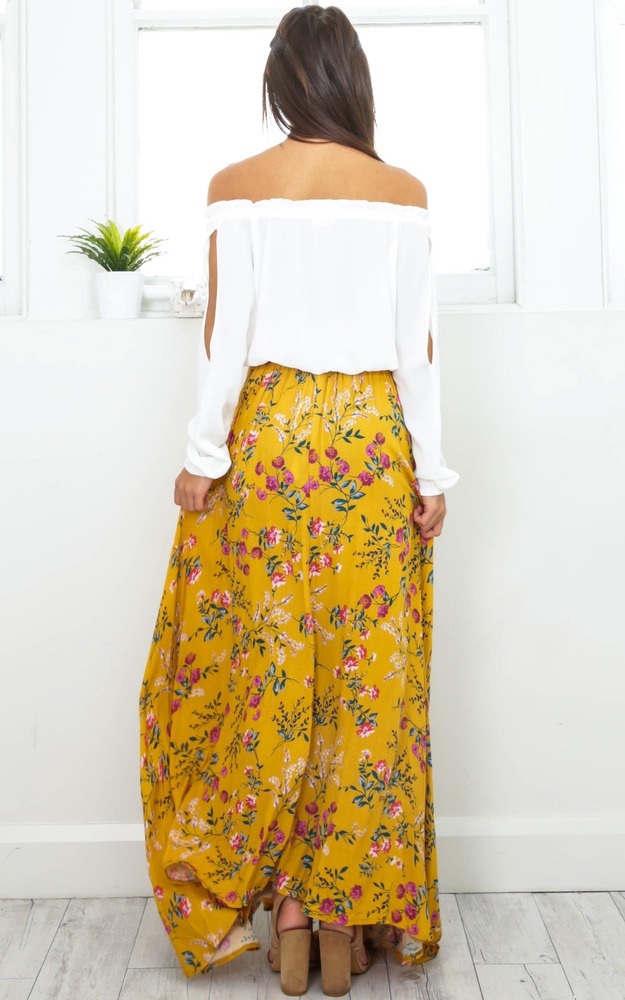 Flourish Maxi Skirt In Yellow Floral Showpo
