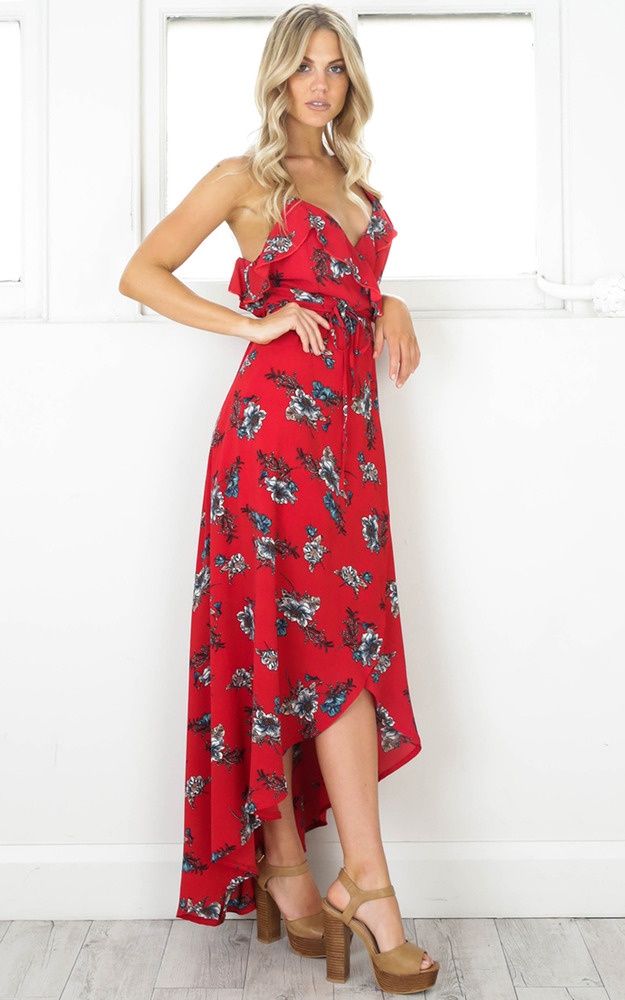 Emmy Maxi Dress In Red Floral | Showpo