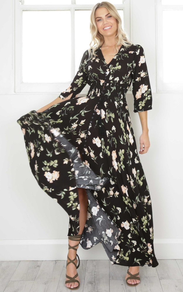 Lone Traveller Maxi Dress In Peach Floral | Showpo