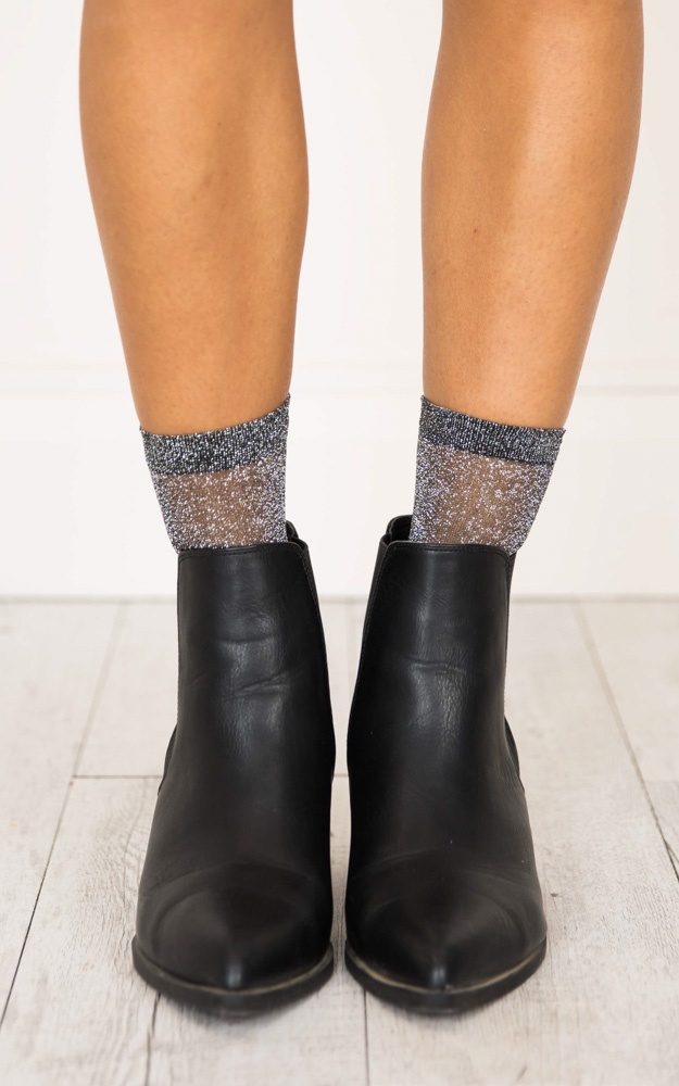 Queen Glitter Socks grey Showpo