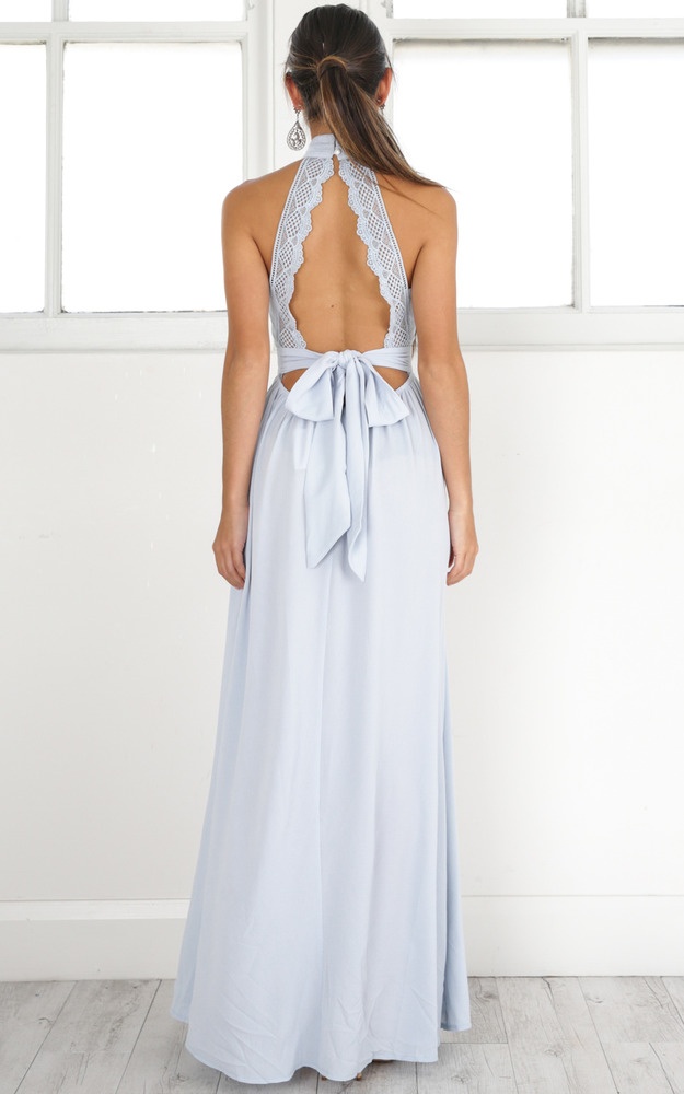 Twilight Star Maxi Dress In Pale Blue Showpo NZ