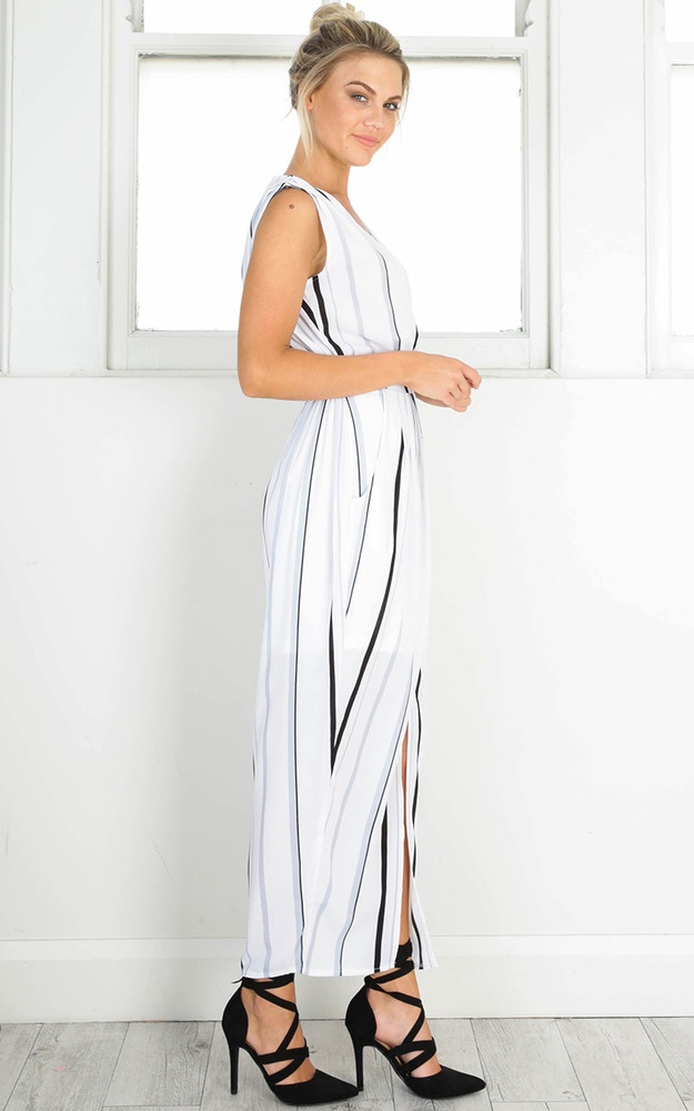 Little Less Conversation Dress In White Stripe | Showpo