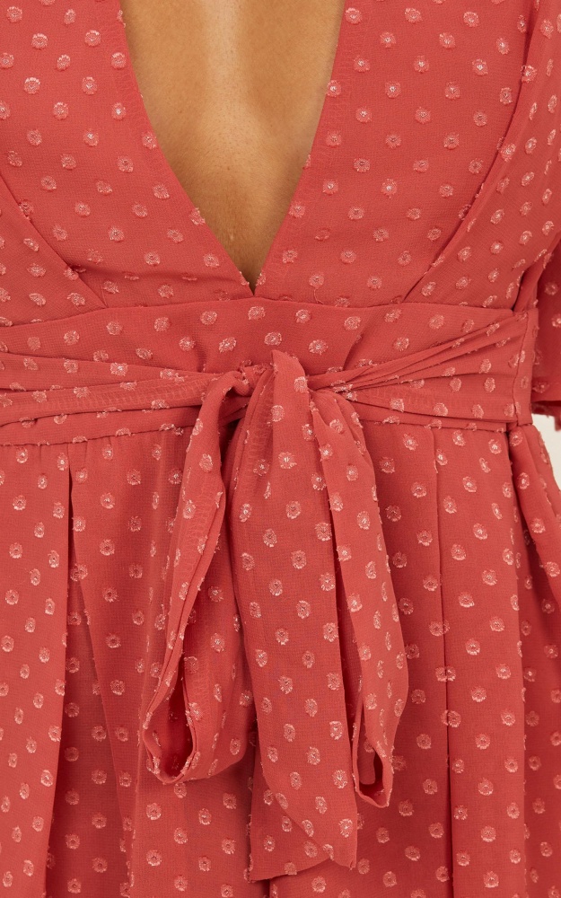 Chains Hit My Chest Playsuit In Rose Spot Showpo