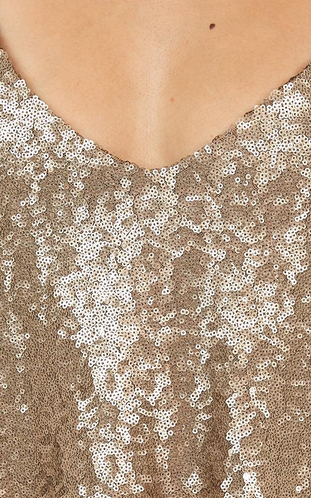 Electric Skies Cami In Champagne Sequin | Showpo