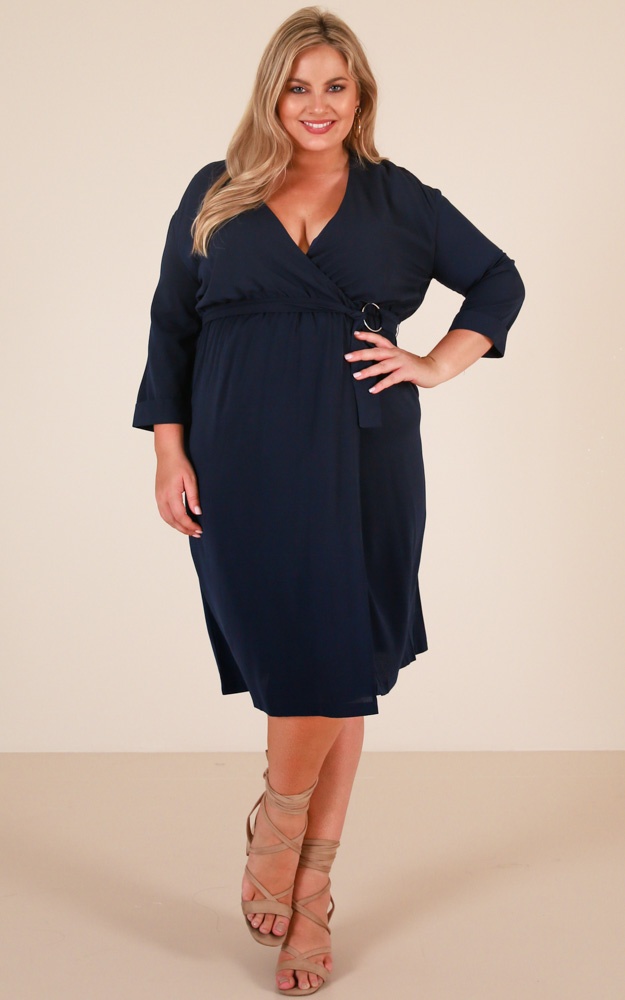 Executive Dress In Navy | Showpo