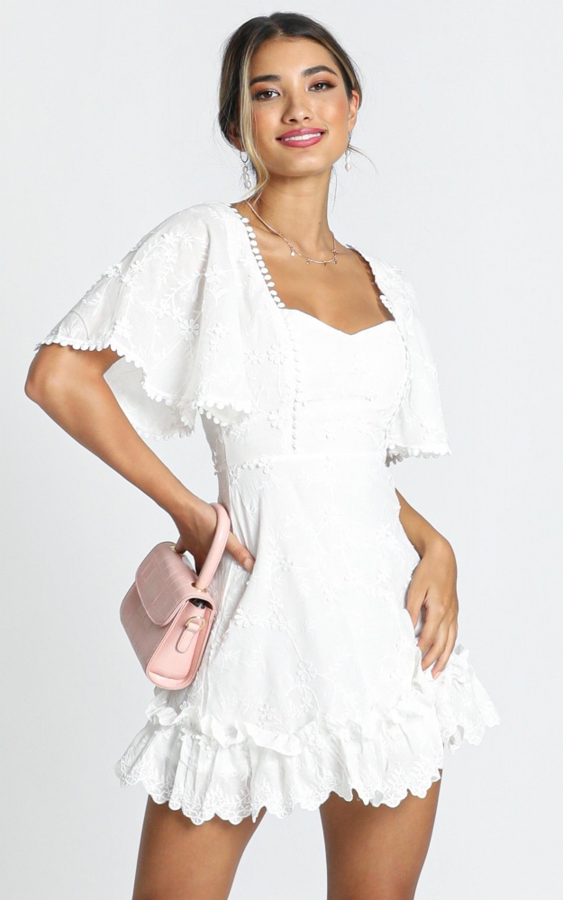 Fancy A Spritz Dress In White Embroidery | Showpo