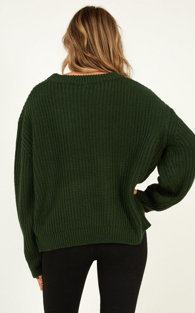 Fleeting Moments Knit Jumper In Forest Green | Showpo