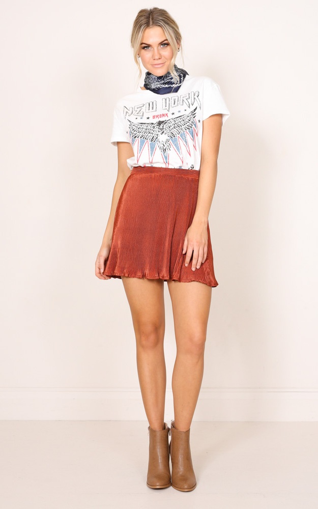 Golden Plains Skirt In Rust Metallic | Showpo