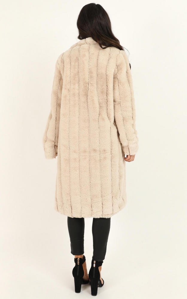 I Mean It Faux Fur Coat In Cream | Showpo