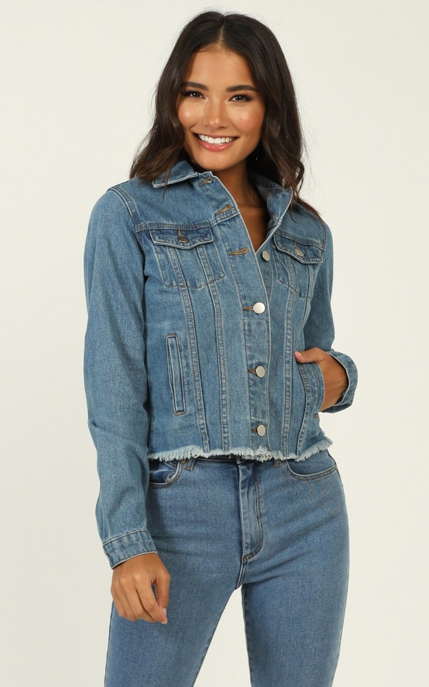 Alone Star Jacket In Mid Wash Denim | Showpo