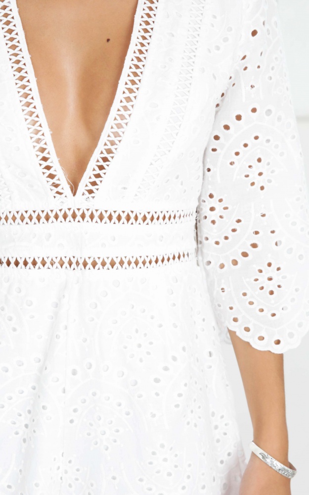 Through The Wilderness Playsuit In White Lace | Showpo