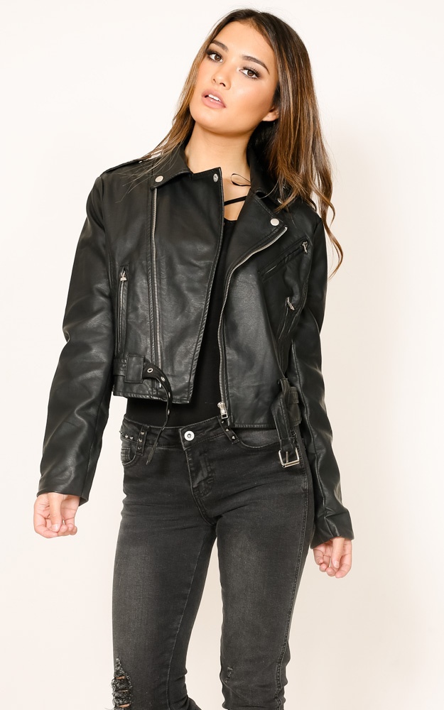 Rocker Chick Jacket In Black Leatherette | Showpo