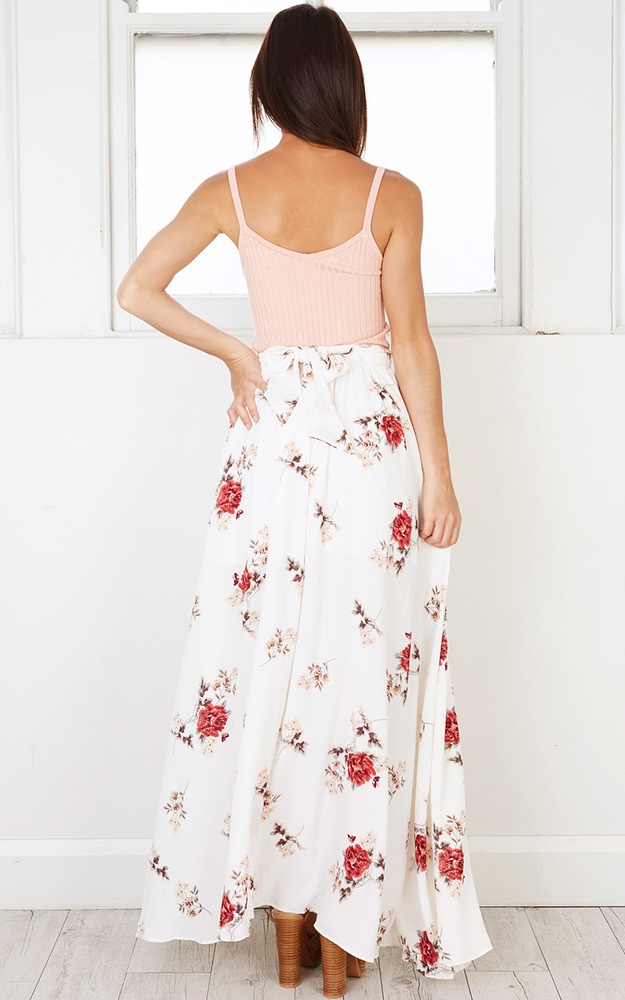 Stairway To Heaven Maxi Skirt In White Floral | Showpo