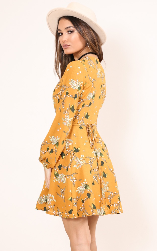 Never Been Better Dress In Mustard Floral | Showpo