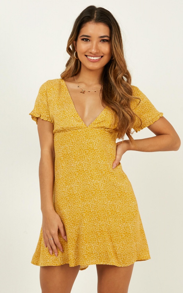 Nothing But Normal Dress In Mustard Print | Showpo