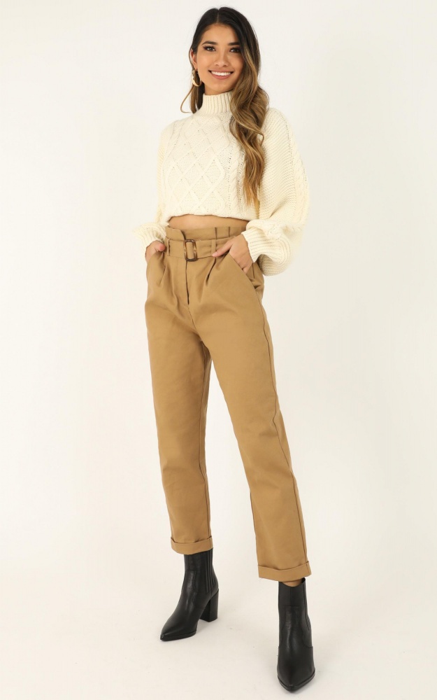 tan track pants