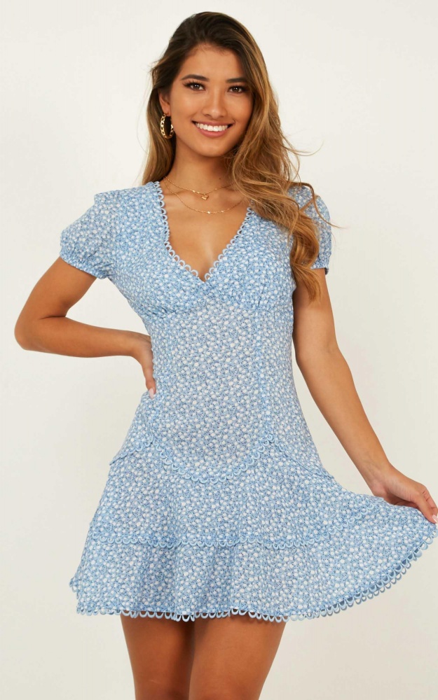 Perfect Sunrise Dress In Blue Floral | Showpo