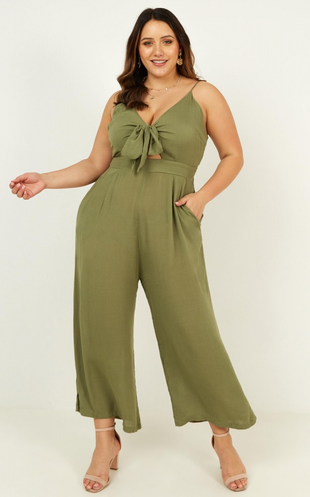 khaki utility jumpsuit