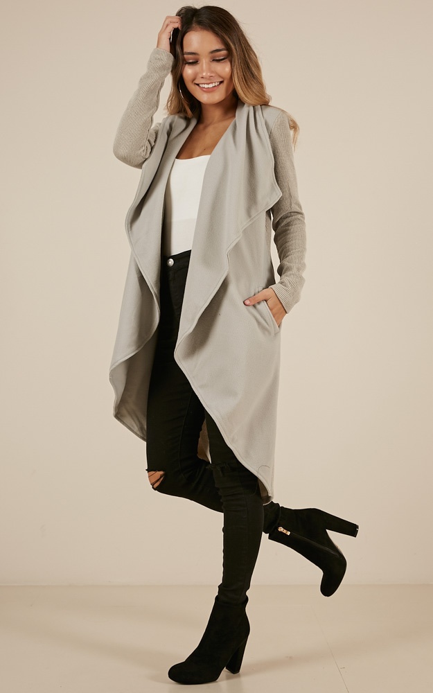 Twin Peaks Coat In Grey Marle Showpo